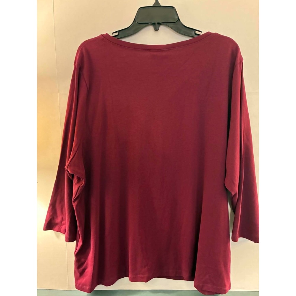 Style & Co Womens 3X Burgundy Henley Top 3/4 Sleeve Plus Size Casual NWT - Picture 2 of 5